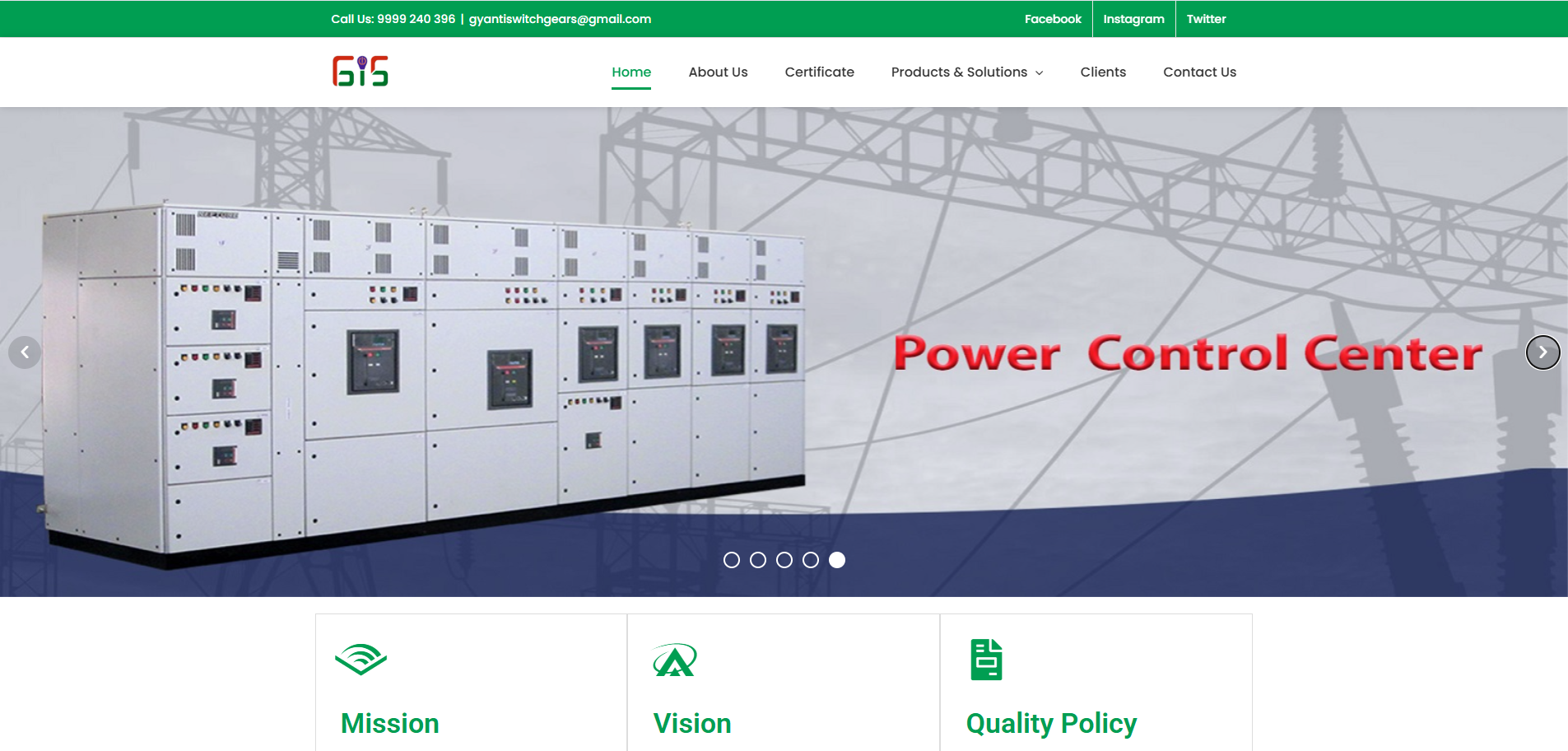 Gyanti Switchgear Website Project